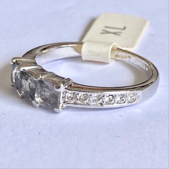 Vintage Smoky Topaz Ring Size 9 Gray Cubic Zirconia Camilla Lucia Simulated - Picture 8 of 10